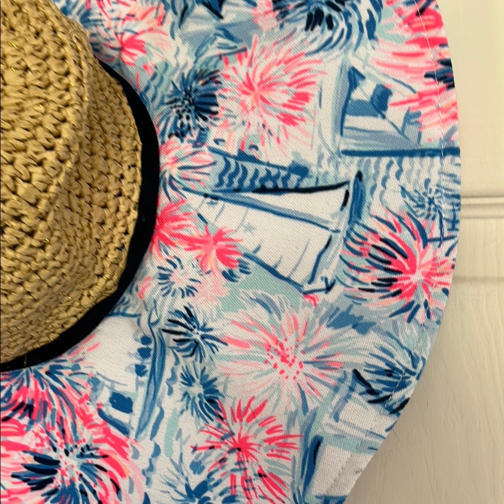 NWT Lilly Pulitzer Blue and Pink Wide-Brim Hat - Picture 9 of 14